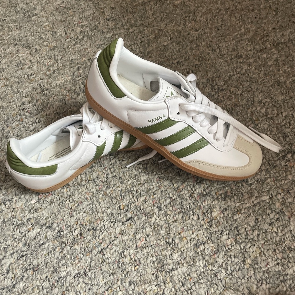 Adidas Samba White and Olive Sneakers